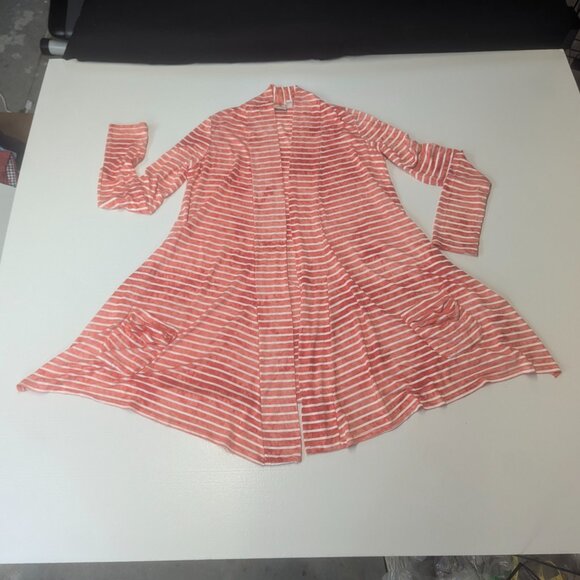 Virginia Taylor Size Small Red and White Striped Open Cardigan - Picture 14 of 14